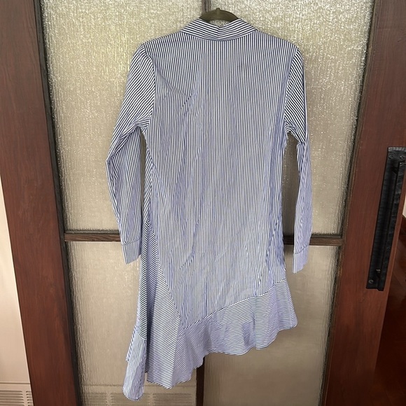KOCHÉ COLLECTIVE Sz 36 or US size 6 Blue White Pinstripe Asymmetrical Shirtdress - Picture 10 of 11